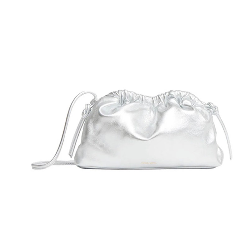 Mansur Gavriel Mini Cloud Clutch Silver Leather Crossbody Bag